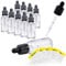 Oputec Lot de 10 x 30ml flacons Compte-Gouttes en Verre - avec Pipette en Verre et Graduation + 10 étiquettes - Bouteilles de Pharmacie, Transparent