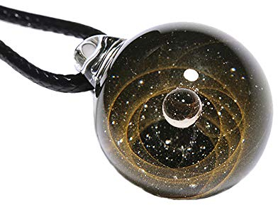Grancey Universum Galaxie Anhänger Halskette 3D Nebel Planet Kugel Anhänger aus Lampwork Glas Halskette mit Kette Schöner Schmuck