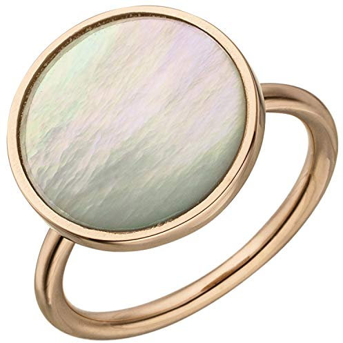 Jobo Damen-Ring aus 925 Silber rosegold vergoldet mit Perlmutt-Einlage Größe 56
