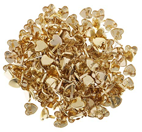 Vektenxi 200 Stück Golden Tone Mini herzförmige Brads, Metall Eisen Brads Papierverschlüsse für Scrapbooking Handwerk Verzierungen tragbar und nützlich