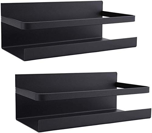 Bekith - Lot de 2 étagères à épices magnétiques pour réfrigérateur - Noir