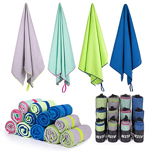 BESTIF Mikrofaser Handtuch | Schnelltrocknend, Kompakt, Ultraleicht | Sport Handtücher perfekt für Reise, Strand, Fitness (Türkis, 75 x 130 cm)
