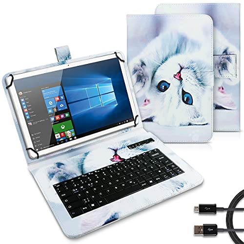 UC-Express Tablet Tasche kompatibel mit Teclast M50 / M50 Pro / M40 Plus Tastatur Hülle Bluetooth Keyboard Case QWERTZ Standfunktion Cover, Motiv:Motiv 3