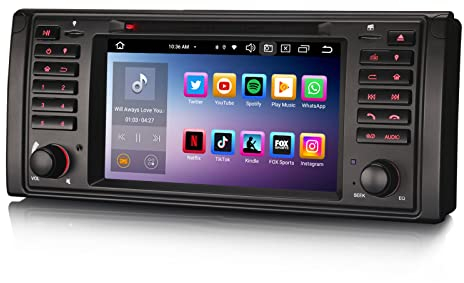 Erisin 7 Pouces 8-Core 4GO RAM+64GO ROM Android 14 DVD Autoradio pour BMW X5 E53 GPS Navigation Soutien DAB+ Écran Tactile Prise en Charge CarPlay Android Auto Bluetooth 5.0 WiFi DSP FM ADP2 SWC Radio