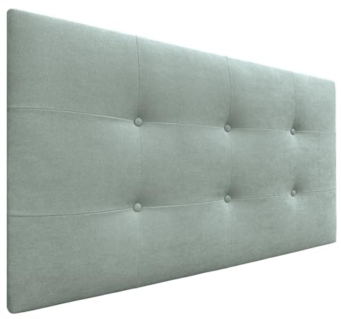 DHOME Kopfteil, gepolstertes Bett Kopfteil 8cm dick. Gepolstertes Kopfteil ACUALINE Stoff und Kunstleder. Bett-Kopfteile (Stoff Aquamarin, 90cm (Betten 80/90))