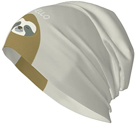 YINGD Beanies Hat Hello Sloth Beanie Slouch Beanie Mütze Skull Cap für alle Jahreszeiten Männer & Frauen, #394, One size