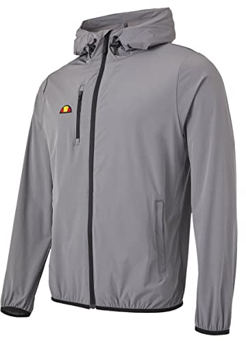 Ellesse Herren Losali Brusttasche Kapuze Full Zip Golfjacke - Dark Grau - M