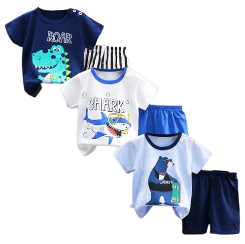 XM-Amigo Lot de 3 Ensembles Bébé Garçon T-Shirt Manches Courtes 6-18Mois