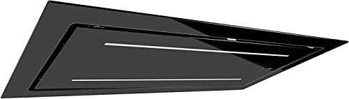 Gurari 341 BL 120, Campana de techo 120 cm 1000 m³/h de cristal negro, ventilador de techo, rejilla de escape