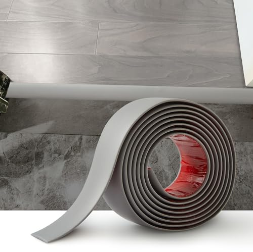 Zayejod Self Adhesive PVC Floor Threshold Transition Strip 10M Grey | 4CM Laminate Flooring Flat Divider Strip,Vinyl Door Bars for Doorways,Carpet Floor Edge Trim for Joining Floor Tiles Gaps