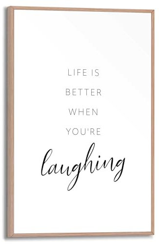 REINDERS Gerahmtes Bild, Laughing, Home Office, Bilder, Wanddeko, Room Decor, MDF, Schwarz-Weiß, 30x20cm