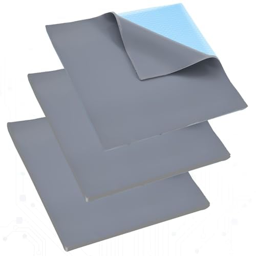 Pack de 3 almohadillas térmicas de 12,8 W/mK, 100 x 100 x 0,5 mm/1 mm/1,5 mm, almohadillas térmicas de silicona, almohadillas térmicas de rendimiento, reutilizables, para disipadores térmicos de PC,