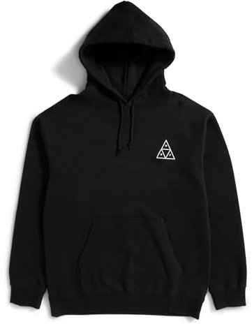 HUF Set Triple Triangle Pullover Hoodie - Bequemes Sweatshirt aus Baumwollmischung, Schwarz, Large