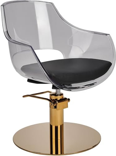 Ayala Friseurstuhl Ghost hydraulisch drehbar, Tellerfuß Gold, Friseursalon