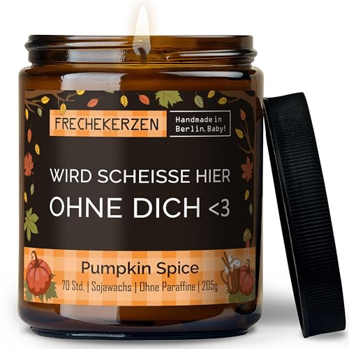 Lustige Duftkerze mit Spruch für Kollegen-Abschied | Handgemacht aus Sojawachs | In Geschenkbox | Nachhaltiges freches Abschiedsgeschenk für Mitarbeiter Chef Kollegin Jobwechsel |Pumpkin Spice