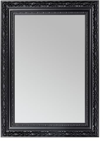 CLAMARO 'OTTO' Antik Wandspiegel 70x160 cm mit Rahmen | Schwarz Matt | Shabby Chic Vintage Barock Spiegel mit Holzrahmen | Barockspiegel inkl. Metall Aufhänger und Montagematerial