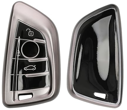 kwmobile Autoschlüssel Hülle kompatibel mit BMW 3-Tasten Smart Key Autoschlüssel - Schlüsselhülle Silikon Cover - Schwarz matt Schwarz