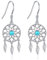 Traumfänger Ohrringe 925 Sterling Silber Türkis Lotus Ohrhänger Traumfänger Ohrringe Hängend Dream Catcher Schmuck Schutz Geschenke für Damen Frauen Mädchen Mutter