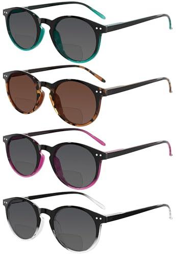 Eyekepper 4 Pack Bifokal Sonnenbrille für Damen unter das Sonne Lesen Runden Lesehilfe +1.75