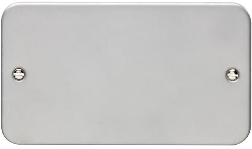 Double Heavy Duty Metal CLAD Blanking Plate Round Edged Wall Box Hole Cover Cap - Wiring Outlet Cable Tidy