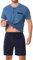 Aseniza Pigiama Uomo Estivo Corto in Cotone con Bottoni Pigiami Due Pezzi da Uomo Maniche Corte con Pantaloncini Home S-XXL(Blu,M