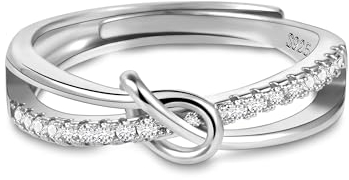 ALEXCRAFT Herz Ringe Silber 925 Damen mit Zirkonia Offene Verstellbare Geschenke für Frauen Freundin Mama Mädchen Valentinstag