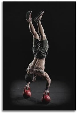 GUOYIN Fitnesstraining-Poster, Kugelhantel-Handstand, dekorative Leinwand, Familienschlafzimmer, Kunstwerk, Bild, Malerei, 30 x 45 cm