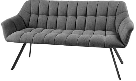 Riess Ambiente Esszimmer Sitzbank Papillon - 165cm - anthrazit schwarz - Flachgewebe Metallgestell Rückenlehne Armlehnen Polsterbank