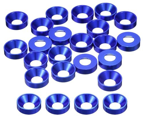 sourcing map Lot de 20 rondelles à tête fraisée M8 en alliage d'aluminium pour accessoires mécaniques, bleu foncé