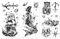 Peacoblue Calligraphy Rub on Transfers for Crafts 3Pcs Vintage Mermaid 15cmx30cm, UV DTF Waterproof Black Furniture Transfer for Chest of Drawer Dresser Glass Porcelain Wood Plastic