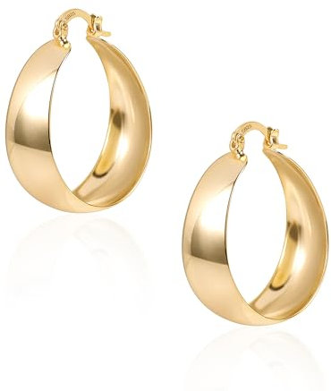 ALEXCRAFT Chunky Große Ohrringe Gold Creolen Breit 14K Goldene Ohrringe Damen für Frauen Freundin Mama Mädchen