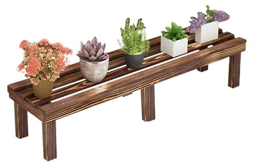 Pflanzenständer aus Holz, Regal für mehrere Pflanzen, für drinnen und draußen, Blumenregal für Garten, Terrasse, Balkon, Wohnzimmer, freistehendes Pflanzenregal (80 x 25 x 25 cm)