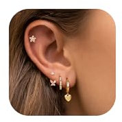 MILACOLATO 4 Paare Ohrringe Silber 925 Set für Damen 14K Vergoldet Ohrringes Gold Stapelbar Piercing Ohr Gold Kleine Ohrstecker Creolen Ohrringe Set für Mehrere Ohrlöcher Rosa