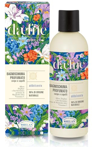 Helan Daefne - Shampoo und Duschgel für Damen und Herren mit Vitamin C, Süßmandeln, Iris und Lorbeer, Duschgel für Körper und Haar, 96% natürlicher Ursprung, 200 ml, hergestellt in Italien