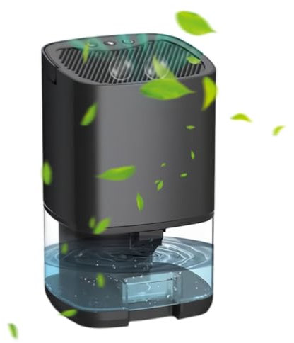 Dehumidifier for Home, 1000ml Portable and Air Purifier, Small Dehumidifiers with 7 Colors LED Light, 350ML/D Dehumidifier Auto Shut Off, Sleep Mode, for Basement, Home, Bathroom black