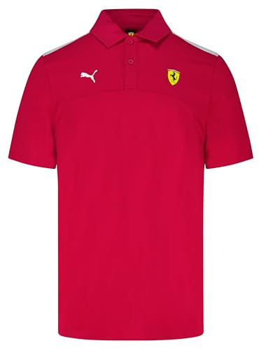PUMA Scuderia Ferrari F1 Men's Classic Polo | 100% cotton, Logo polo shirt with zip collar, Contrast shoulder panels, Officially licensed