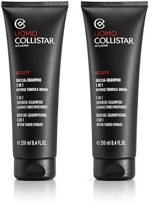Collistar Doccia Shampoo 3 in 1 Uomo, Corpo e Capelli, Deterge, Tonifica, Idrata, 250 ml (Confezione da 2)