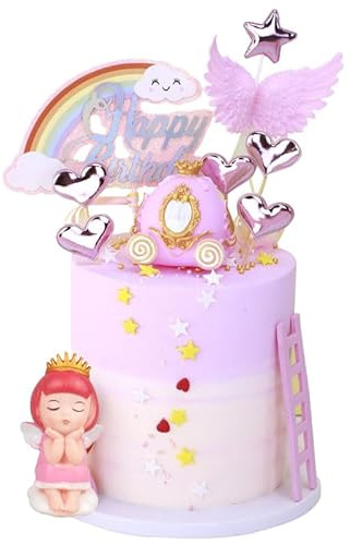 YINcrinx 10 Stück Prinzessin Schloss Tortendekoration, Prinzessin Schloss Party, Engel Party Kuchen Zubehör Set, Kinder Geburtstag Kuchen Dekoration, Mädchen Geburtstag Dekoration