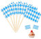 Catelves 100 Stück Bayern Oktoberfest Flagge Zahnstocher,Bavaria Deko Zahnstocher Holz,Beer Festival Zahnstocher Cupcake Toppers Stick für Cake Obst Cocktail Zubehör