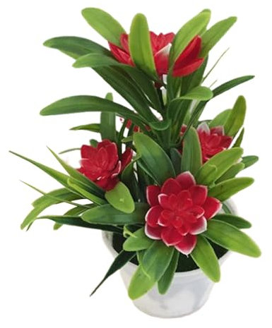 Pequeñas plantas artificiales con macetero, flores de seda para interiores, plantas artificiales en macetas como decoración de macetas, flores artificiales, elegante decoración de mesa para baño
