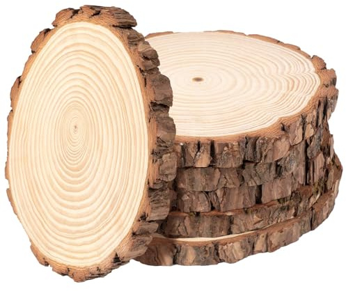 Holzscheiben 12 Stück, Baumscheiben 20-22cm, Naturholz Kiefer ohne Loch 2cm Dicke, Runde Holzplatten zum Basteln, DIY Deko für Hochzeit Weihnachten Tischdekoration