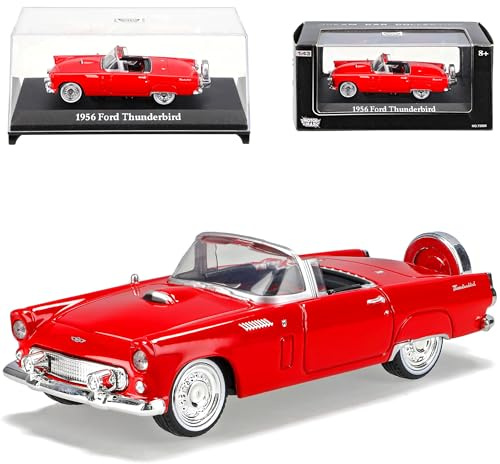 Motormax Defekte Vitrine Ford Thunderbird Cabrio Rot 1956 1/43 Motor Max Modellauto Modell Auto
