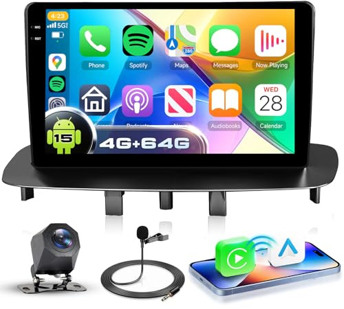 VECHTEL 4G+128G Autoradio Android 15 für Renault Megane 3 Export 2009-2014, 9 Zoll In-Cell HD Touchscreen mit Drahtlos Carplay Android Auto, Auto Radio mit GPS Wi-Fi USB Bluetooth FM RDS Kamera
