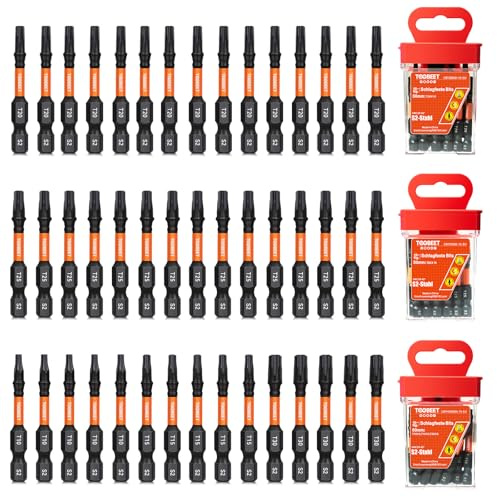 Toobeet Impact Torx Schraubendreher-Bits-Set, Magnetischen S2-Stahl 50mm 45tlg. (T10/T15/T20/T25/T30) Star Bits-Set für Schlagwerkzeuge mit Robuster Aufbewah Ungsbox