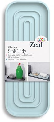 Zeal Silicone Sink Tray – Soap and Sponge Holder for Kitchen or Bathroom Sink, Non-Slip Silicone Organiser (Duck Egg Blue)