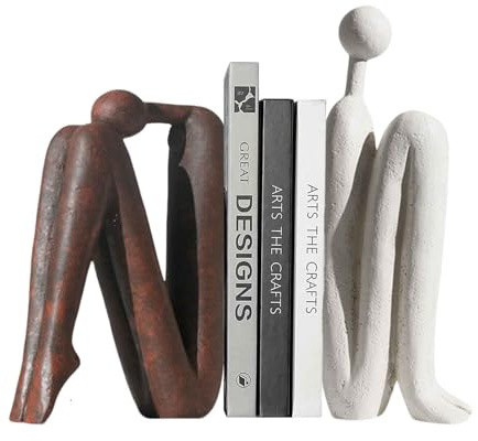 2er Set Dekorative Buchstützen – Schwere Bücher halten mit modernen Keramikfiguren – Bücherstützen für Wohnzimmer, Büro, Regal & Bücherhalter