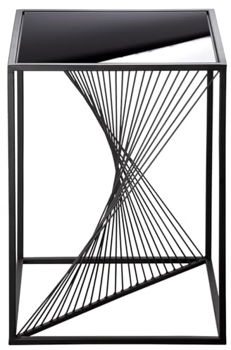 Casablanca Beistelltisch Ray - quadratisch - Glas und Metall - schwarz - Höhe 51cm x Breite 48cm - Couchtisch