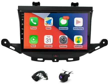 Car Stereo Radio for Vauxhall Astra K 2015-2019 Android 14 for Carplay Android Auto GPS Navigation 9 Inch 2 Din IPS Touchscreen with Bluetooth Wifi FM/AM/RDS SWC Mirror Link AHD Backup Camera 2+32G