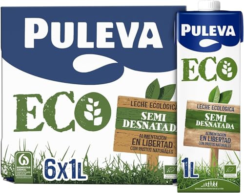 Leche ecológica Puleva ECO Semidesnatada brik 1L – Caja 6 litros (Paquete de 6)