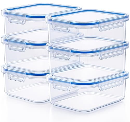 KONZEPT Vorratsdosen mit Deckel Luftdicht 2 L Set 6 Stk. Meal Prep Boxen BPA-frei, Küchen Organizer Transparent, Stapelbar